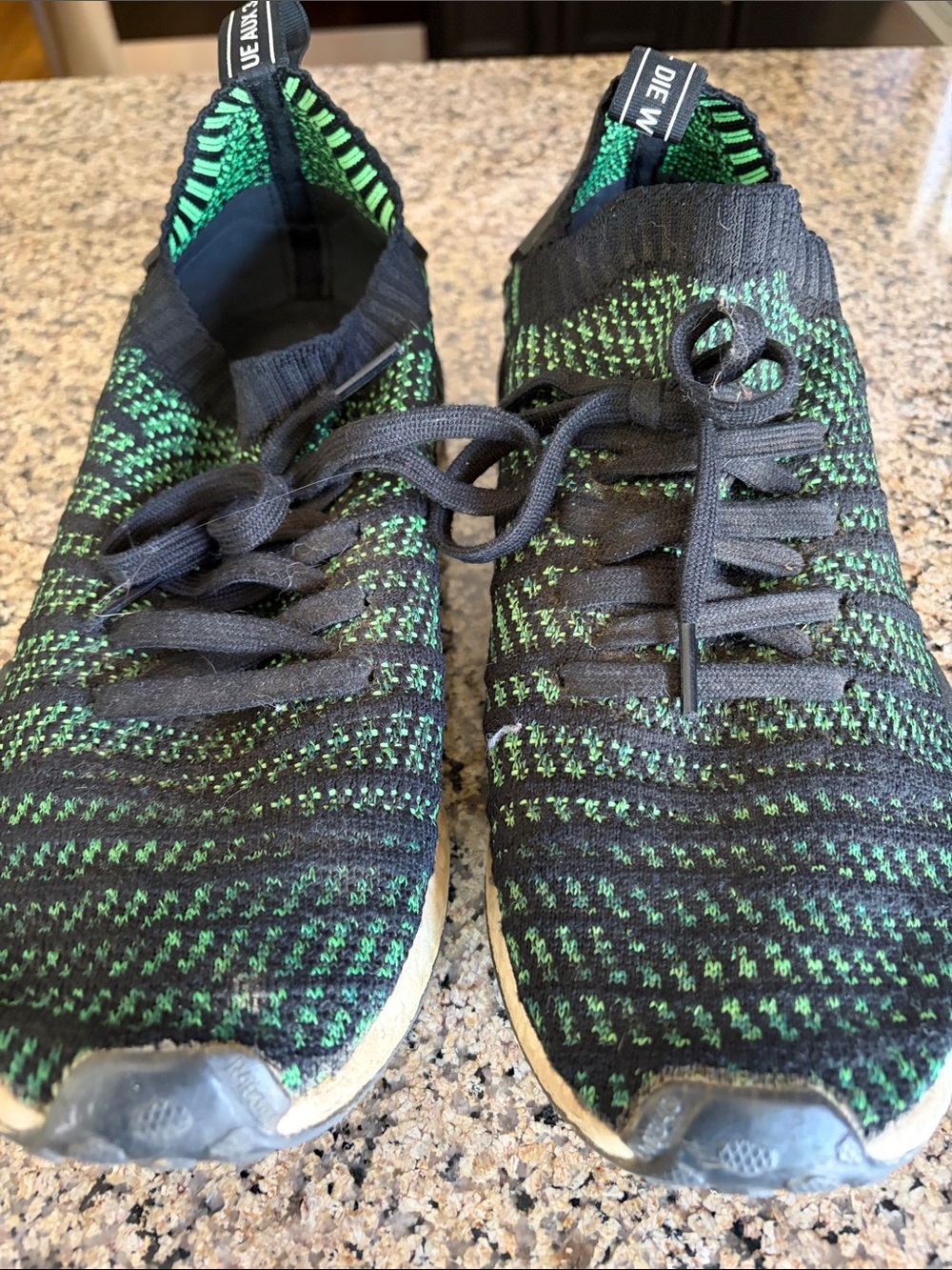 adidas Black and Green Knit Sneakers